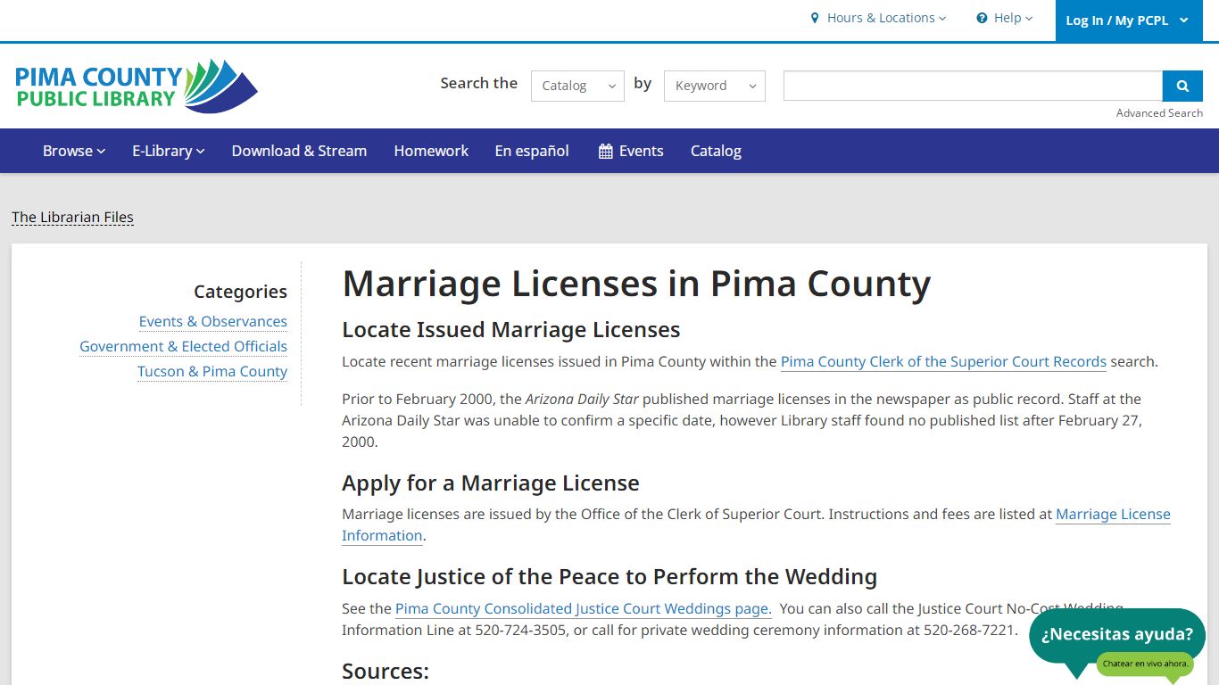 Marriage Licenses in Pima County | Pima County Public Library